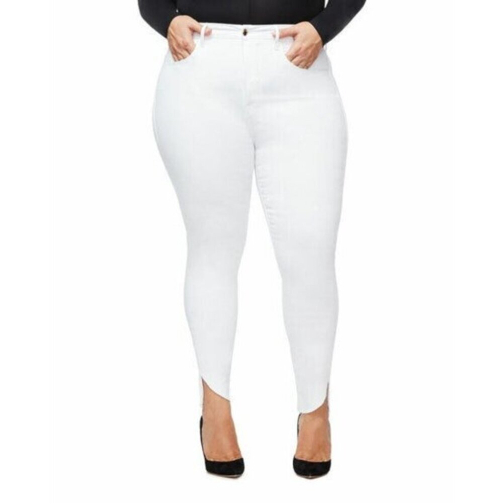 Good American Good Legs Cascade Raw Hem Skinny White Jeans SZ  18 New